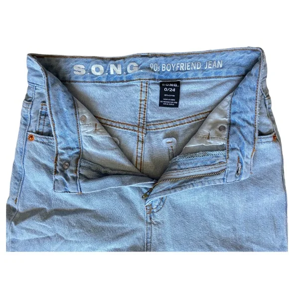 SONG 90’s Boyfriend Jeans Woman Size 0/24 - Picture 5 of 8